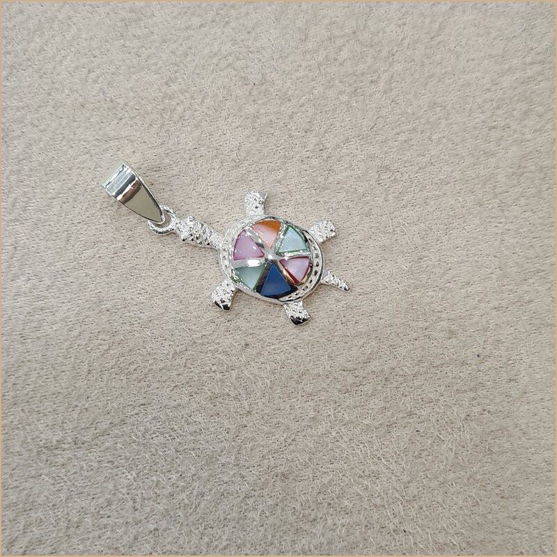 Pendentif tortue en nacre multicolore "PN505.M"
