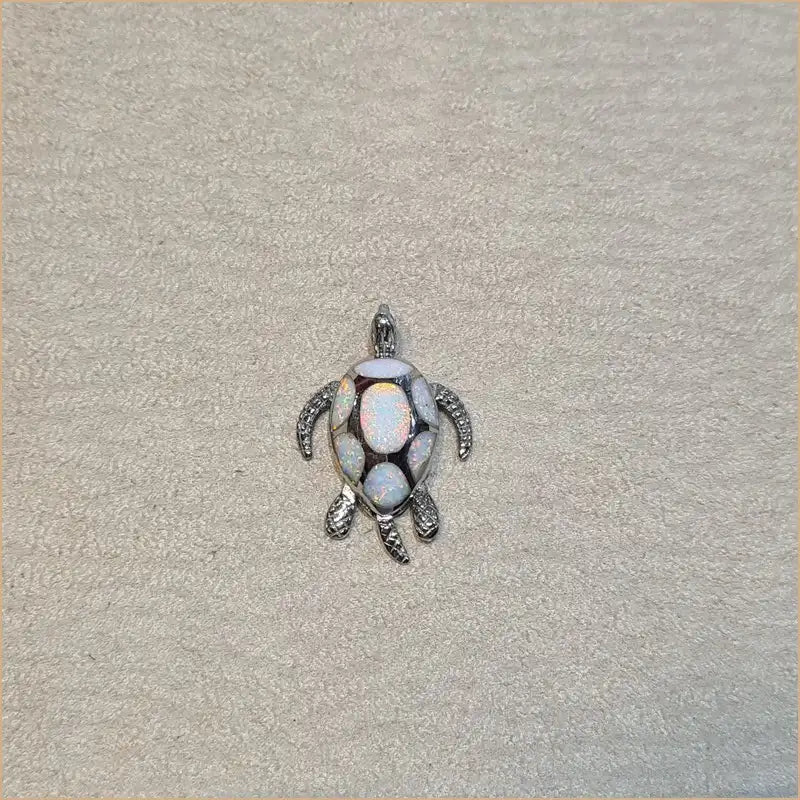 Pendentif tortue opaline blanche "POT14.W"