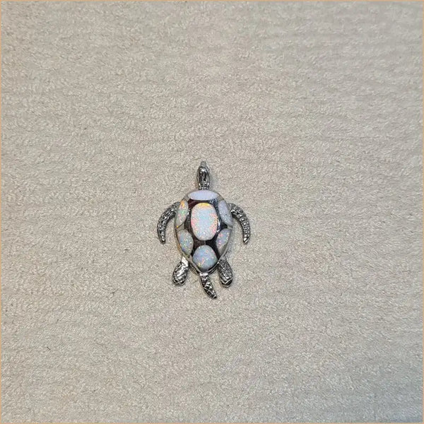 Pendentif tortue opaline blanche "POT14.W"