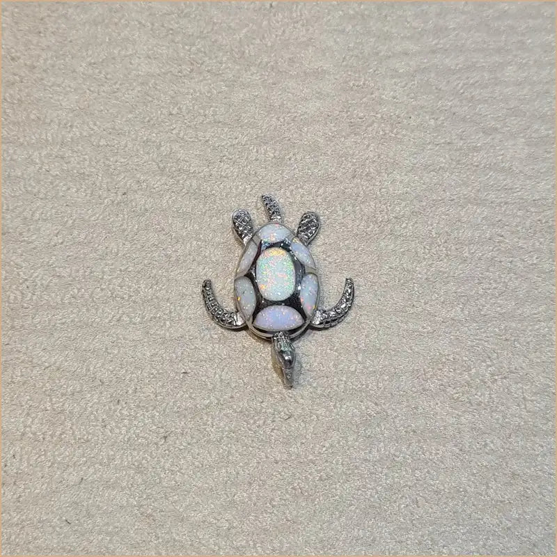 Pendentif tortue opaline blanche "POT14.W"