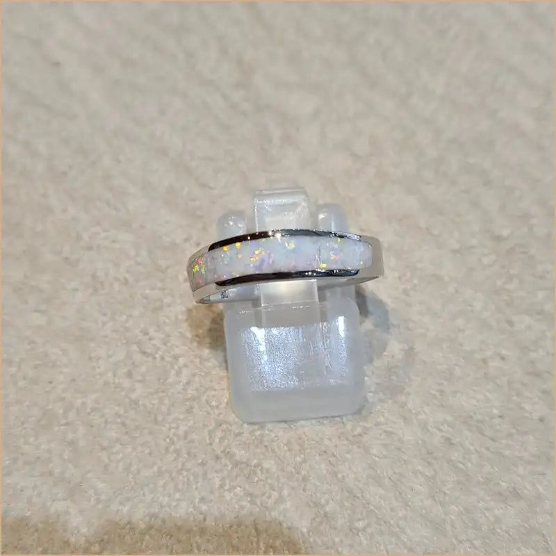 Bague opaline blanche "RO74.W"
